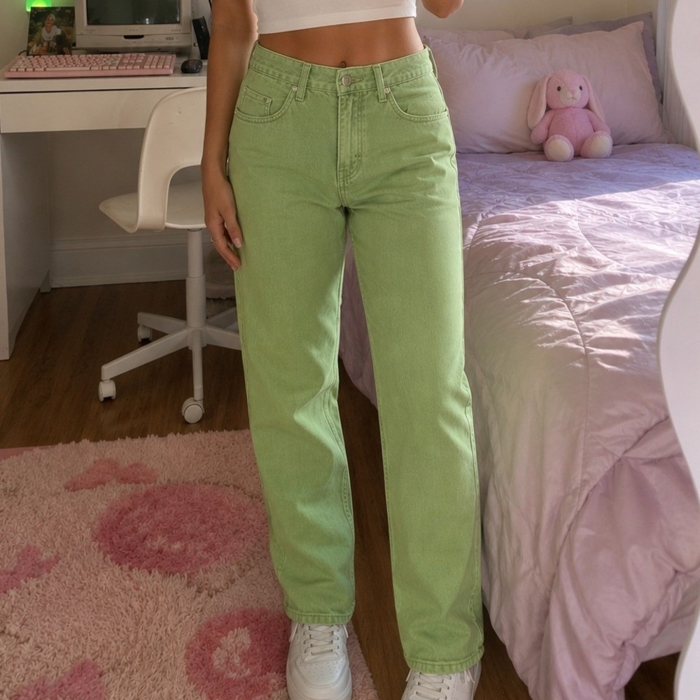 Vintage Y2K Victoria Secret Moda International Green High Waist Jeans 6 NOS